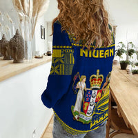 Niue Women Casual Shirt Hiapo Mix Polynesian Happy Constitution Day LT14 - Polynesian Pride