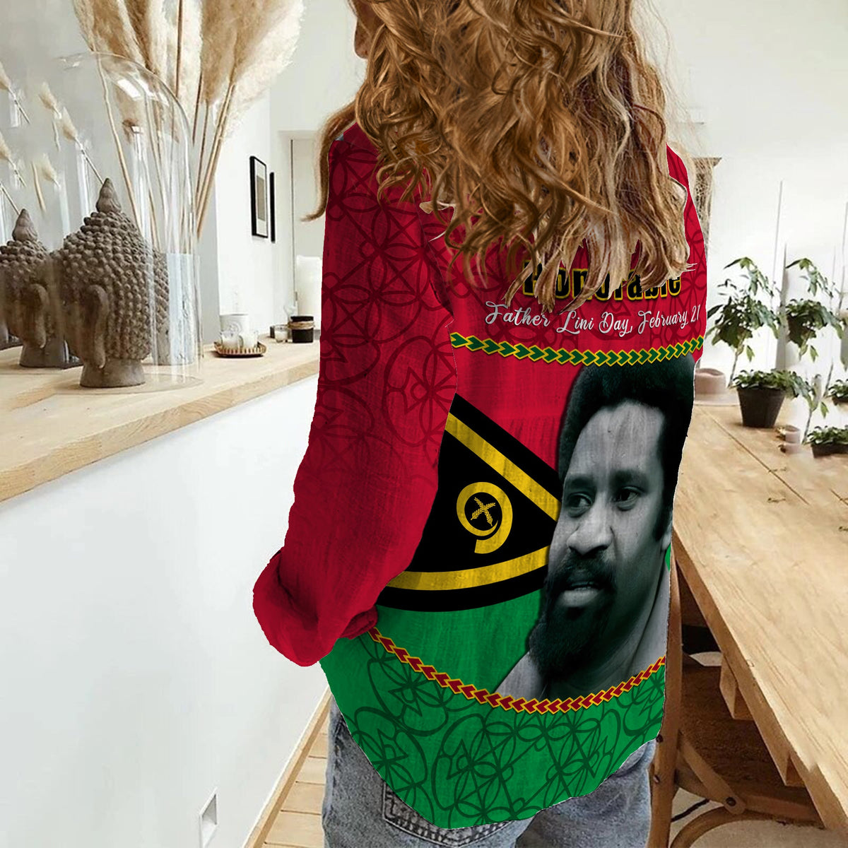 Vanuatu Women Casual Shirt Vanuatuan Flag Sand Drawing Happy Father Lini Day LT14 - Polynesian Pride