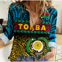 (Custom Personalised) Torba Province Women Casual Shirt Vanuatu Pig Tusk Polynesian Flag Style LT14 Female Black - Polynesian Pride