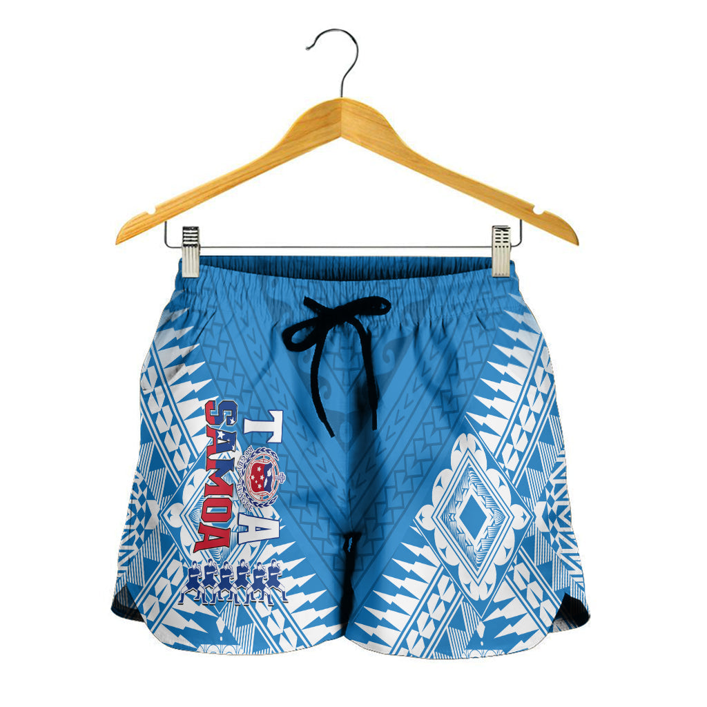 Toa Samoa Rugby Women Shorts Manu Siva Tau Style Ulafala LT13 Blue - Polynesian Pride