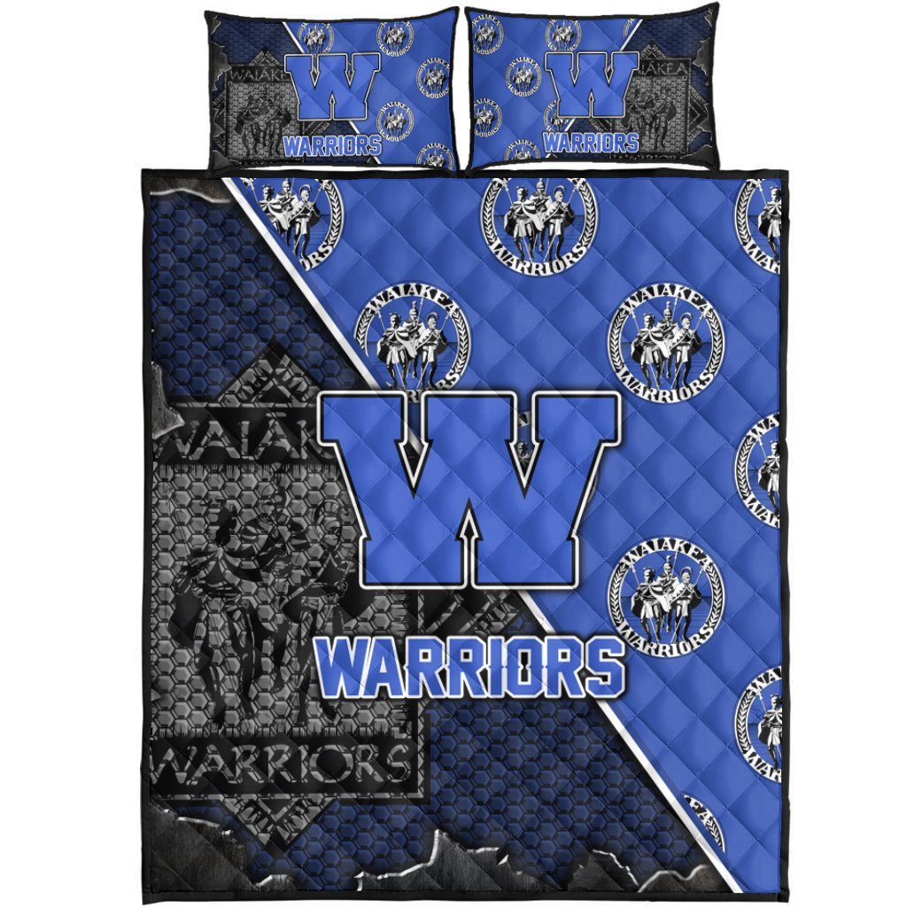 Hawaii Quilt Bed Set - Waiakea High Quilt Bed Set - AH Blue - Polynesian Pride