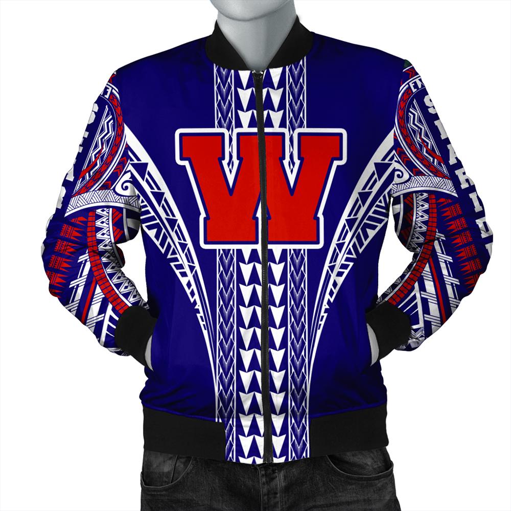 Hawaii Bomber Jacket - Waianae High Bomber Jacket AH Blue Unisex - Polynesian Pride