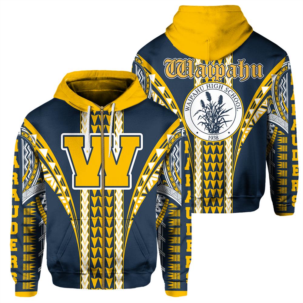 Hawaii Hoodie Waipahu High Zip Hoodie Unisex Blue - Polynesian Pride