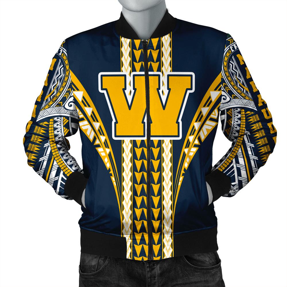 Hawaii Bomber Jacket - Waipahu High Bomber Jacket AH Blue Unisex - Polynesian Pride