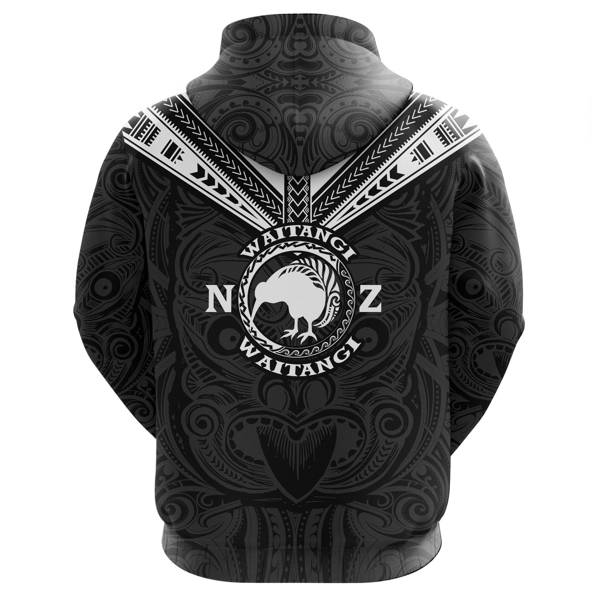 New Zealand Maori Hoodie Waitangi Day Black - Polynesian Pride