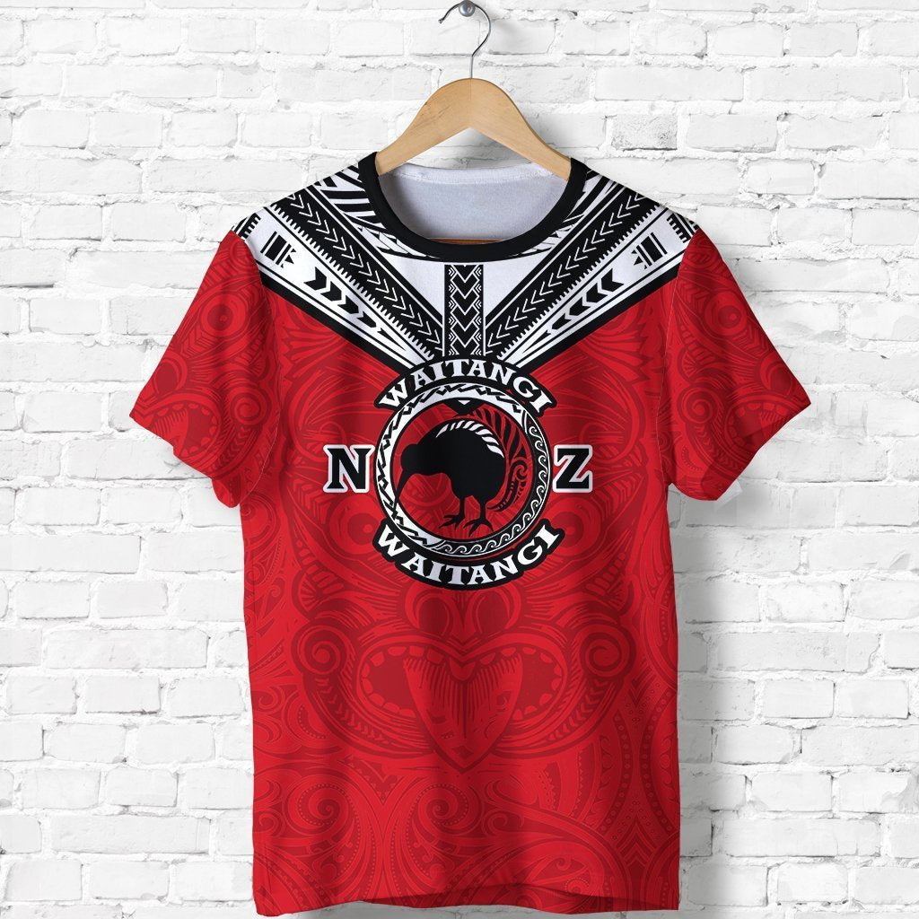New Zealand Maori T Shirt Waitangi Day Red Unisex Black - Polynesian Pride