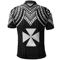 Wallis and Futuna Custom Polo Shirt Polynesian Armor Style Black - Polynesian Pride