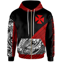 Wallis & Futuna Custom Zip Hoodie Polynesian Diagonal Pattern Red Unisex Red - Polynesian Pride