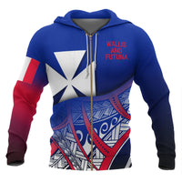 Wallis and Futuna Coat of Arms Zip up Hoodie Polynesian Pattern Unisex Blue - Polynesian Pride