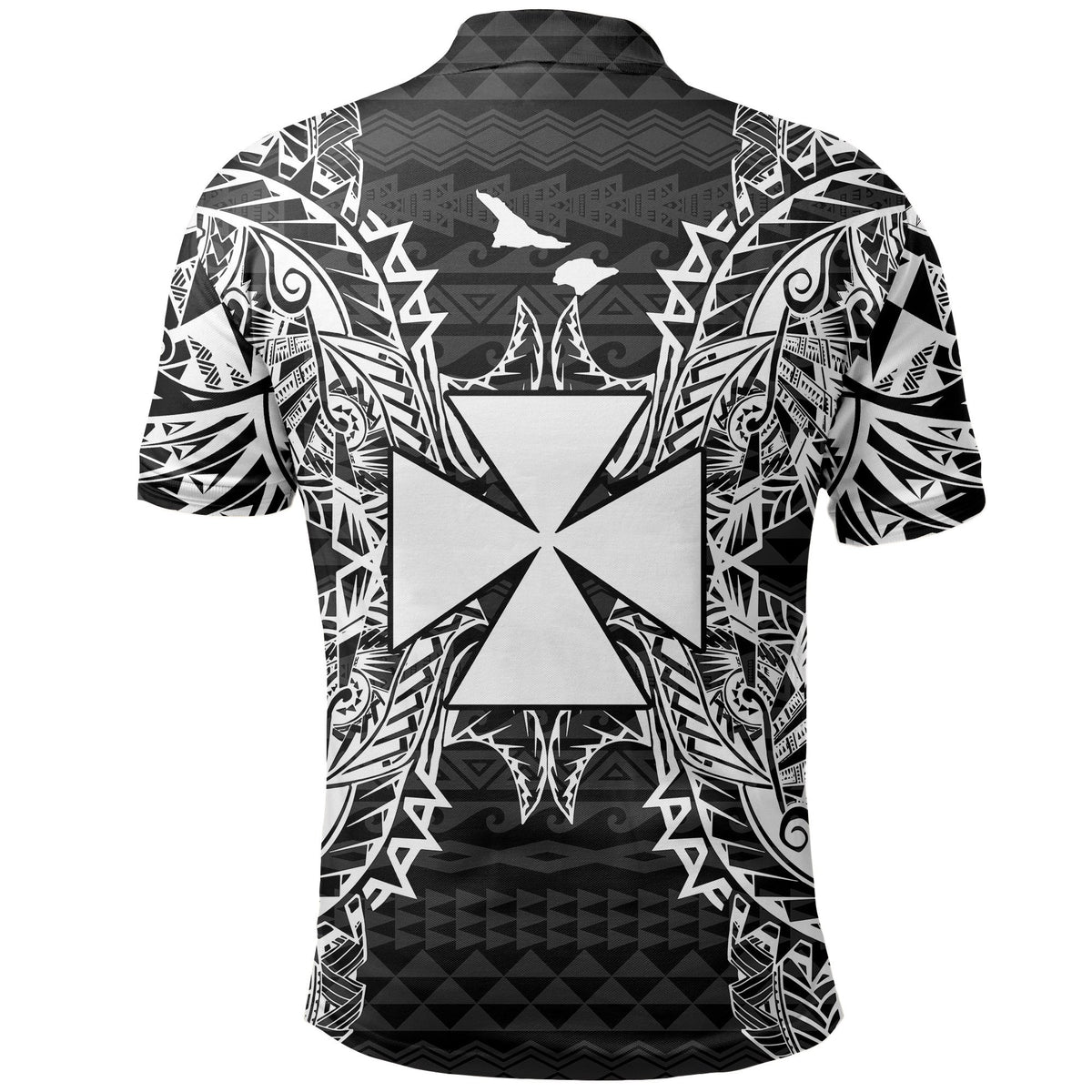 Wallis and Futuna Polo Shirt Wallis and Futuna Coat Of Arms Map Polynesian Tattoo Black - Polynesian Pride