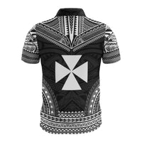 Wallis and Futuna Custom Polo Shirt Wallis and Futuna Coat Of Arms Polynesian Chief Tattoo Black Version - Polynesian Pride
