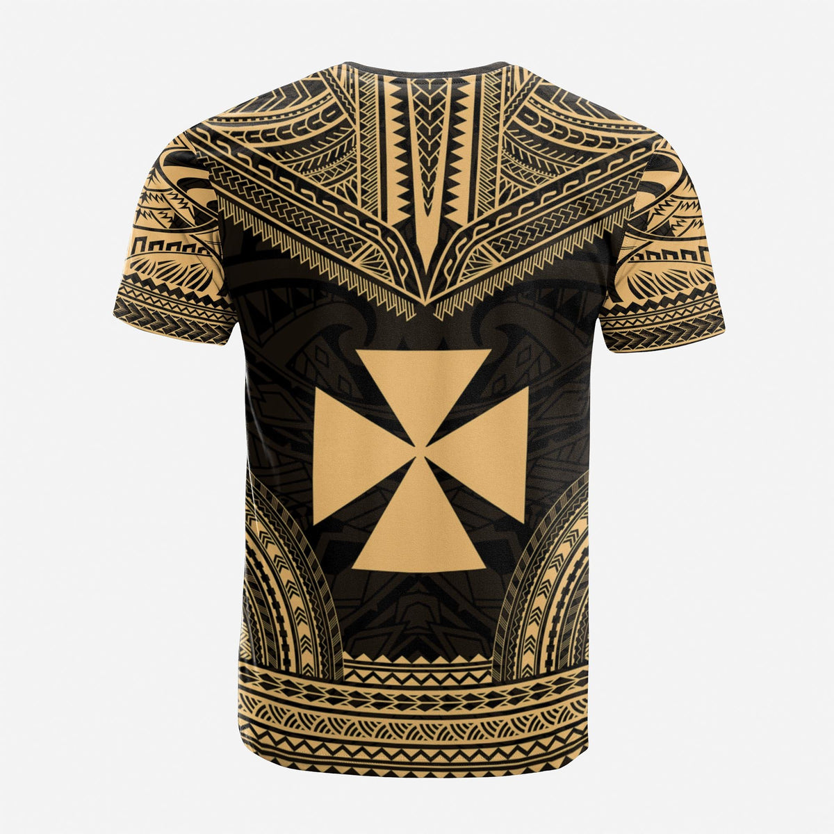 Wallis and Futuna Custom T Shirt Wallis and Futuna Coat of Arms Polynesian Chief Tattoo Gold Version Unisex Gold - Polynesian Pride