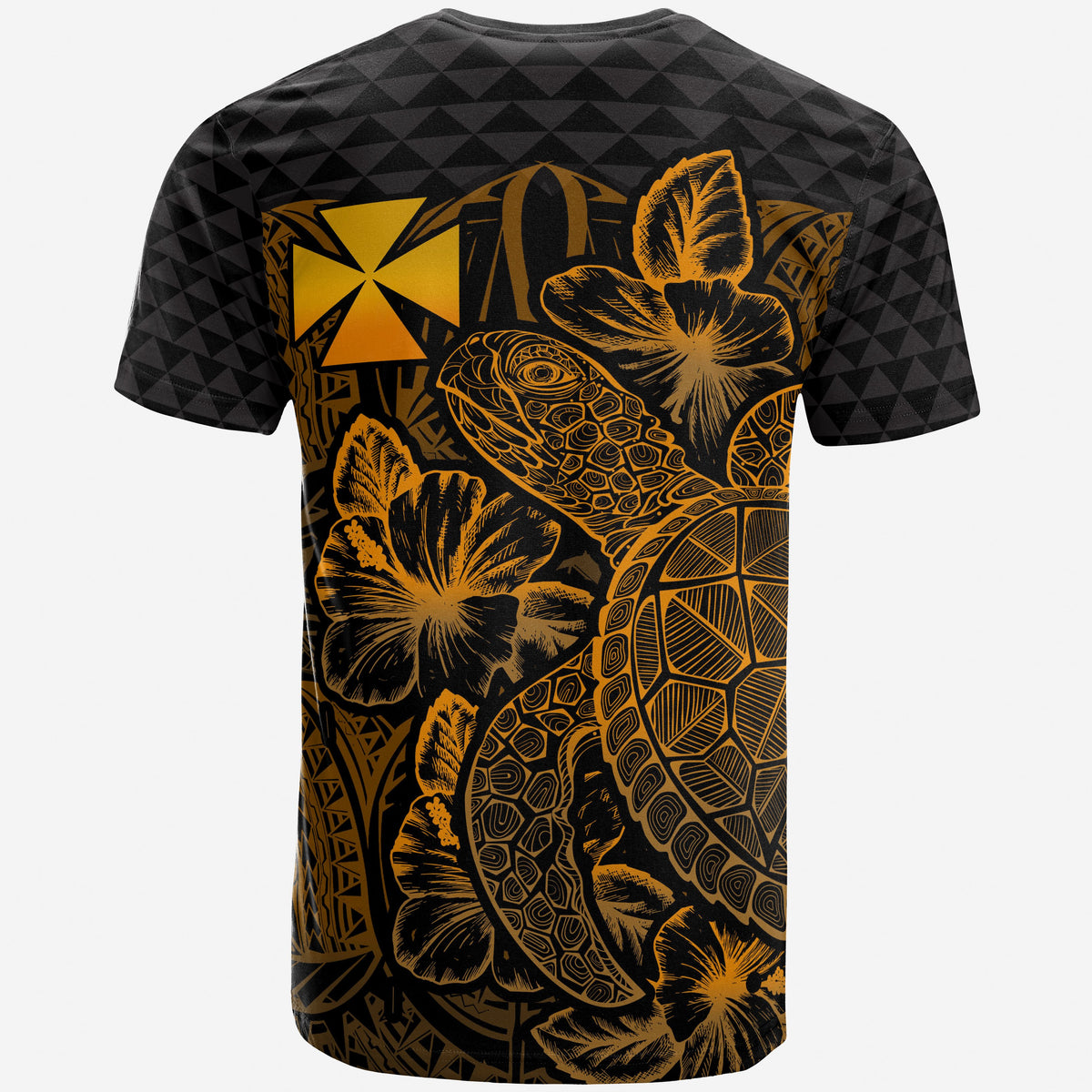 Wallis and Futuna T Shirt Wallis and Futuna Coat of Arms Turtle Hibiscus Gold - Polynesian Pride