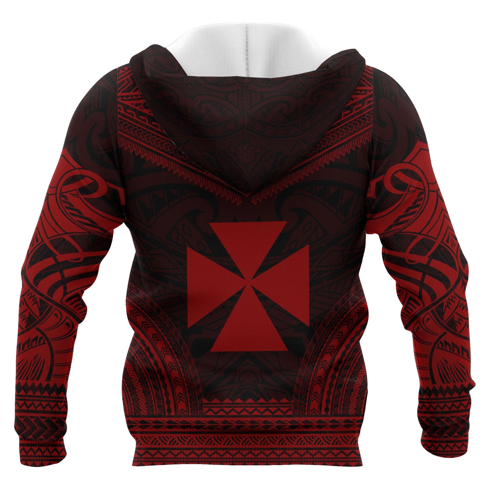 Wallis nd Futuna Polynesian Chief Custom Zip up Hoodie Red Version Unisex Red - Polynesian Pride