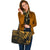 Wallis and Futuna Leather Tote - Gold Color Cross Style - Polynesian Pride