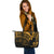 Wallis and Futuna Leather Tote - Gold Color Cross Style - Polynesian Pride