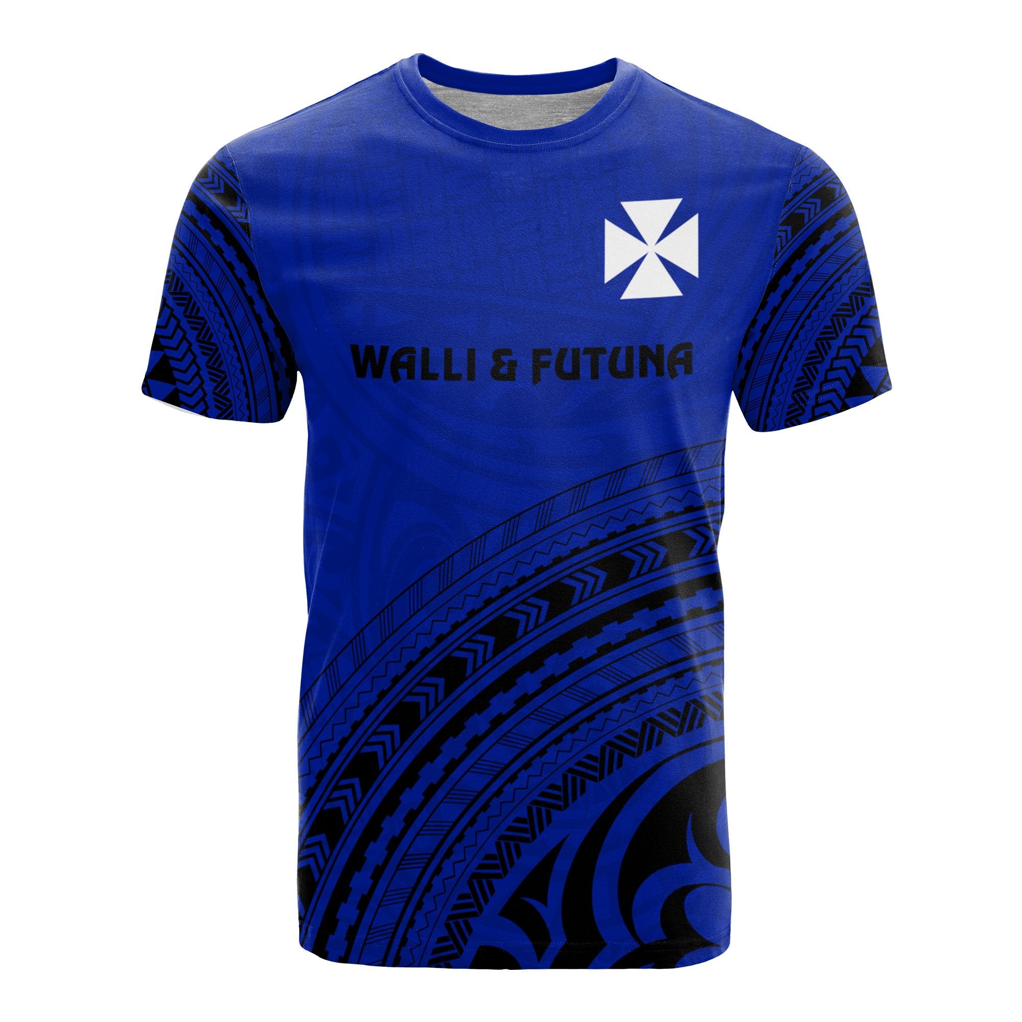 Wallis and Futuna All Over T Shirt Wallis and Futuna Coat of Arms Polynesian Tribal Blue Version Unisex Blue - Polynesian Pride