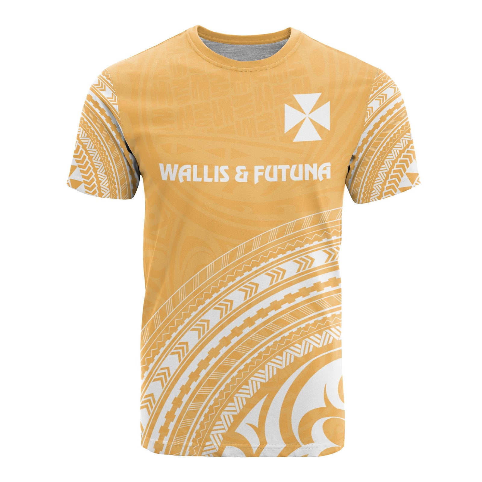 Wallis and Futuna All Over T Shirt Wallis and Futuna Coat of Arms Polynesian Tribal Gold Version Unisex Yellow - Polynesian Pride