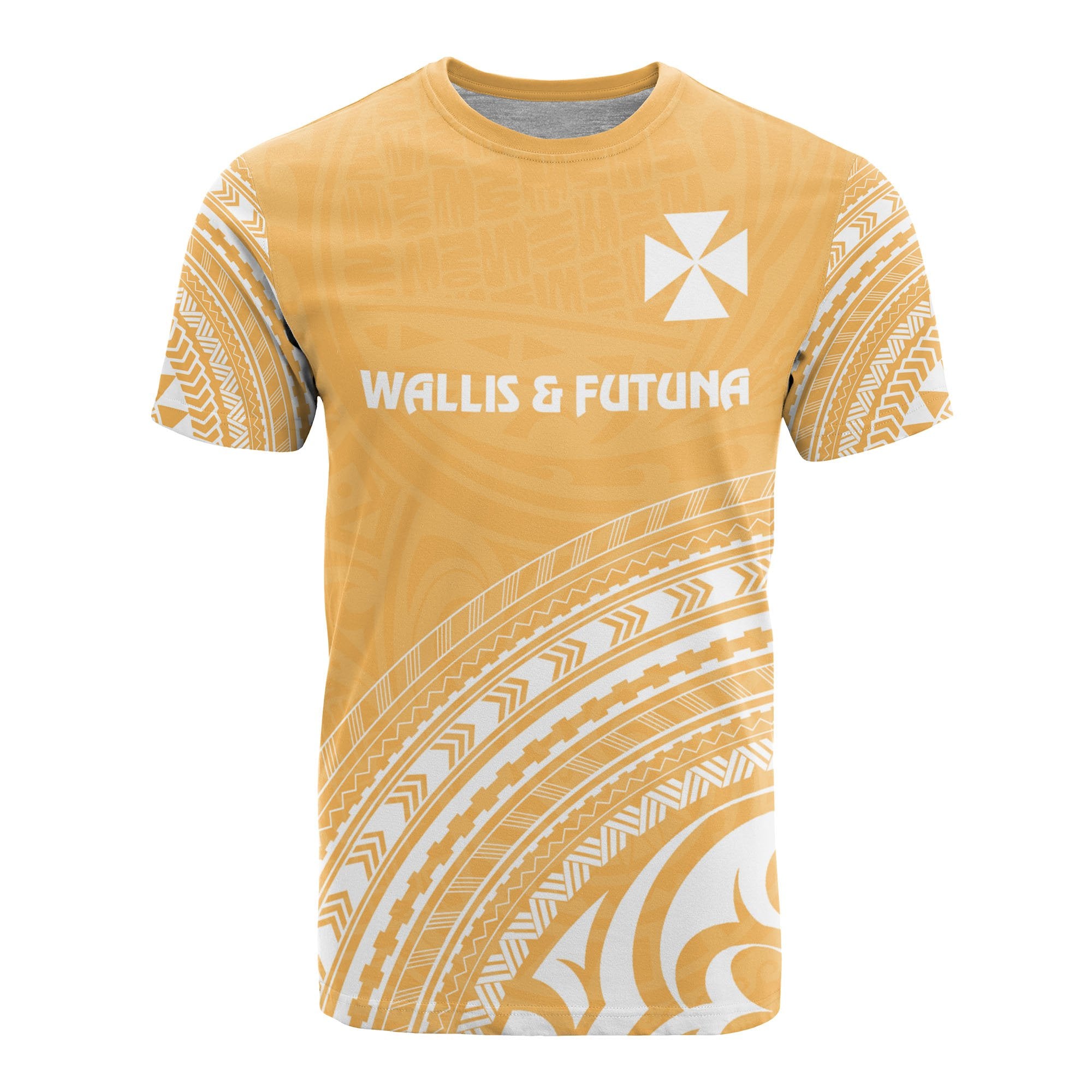 Wallis and Futuna All Over T Shirt Wallis and Futuna Coat of Arms Polynesian Tribal Gold Version Unisex Yellow - Polynesian Pride