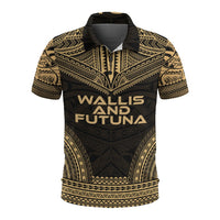 Wallis and Futuna Polo Shirt Wallis and Futuna Coat Of Arms Polynesian Chief Tattoo Gold Version Unisex Gold - Polynesian Pride