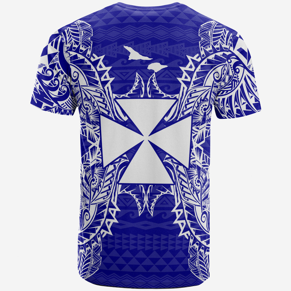 Wallis and Futuna T Shirt Wallis et Futuna Coat of Arms Map Polynesian Tattoo Blue - Polynesian Pride