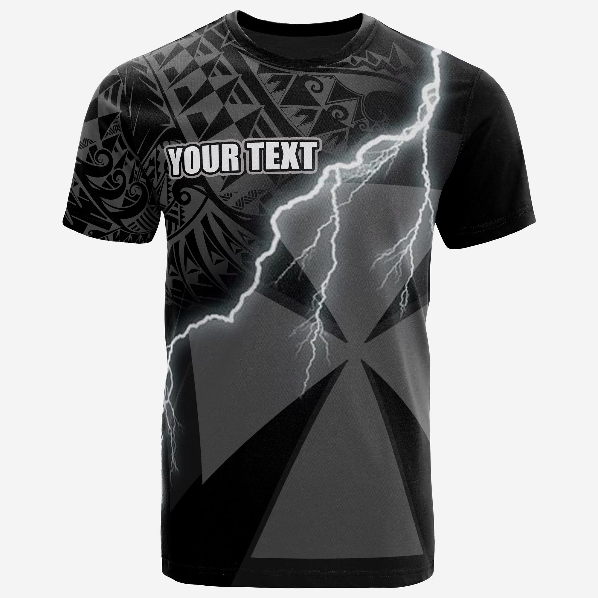 Wallis and Futuna Custom T Shirt Wallis and Futuna Coat of Arms Lighting Thunder Unisex Black - Polynesian Pride