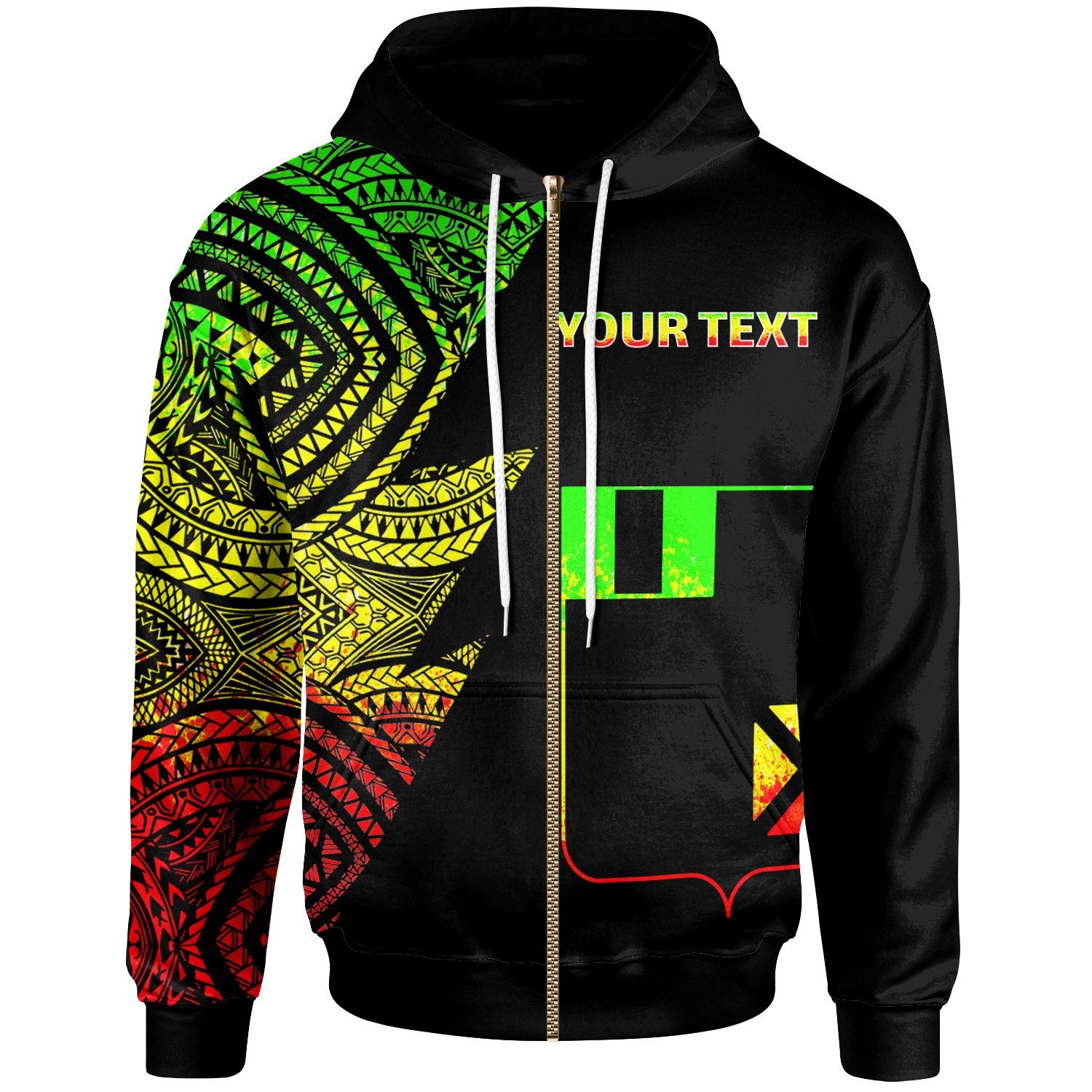 Wallis and Futuna Custom Personalized Zip up Hoodie Flash Style Reggae Unisex Reggae - Polynesian Pride