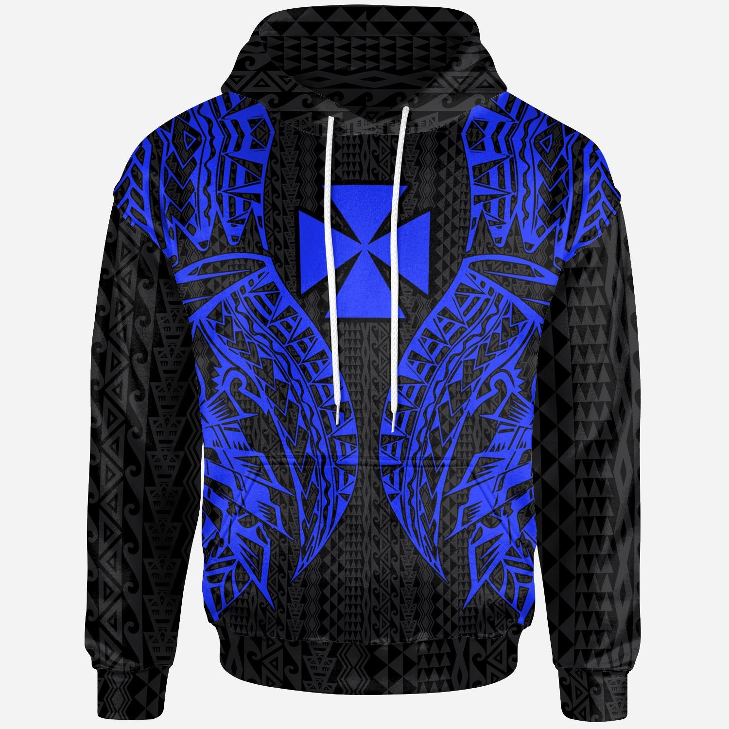 Wallisnd Futuna Hoodie Polynesian Lion Head Blue Style Unisex Blue - Polynesian Pride