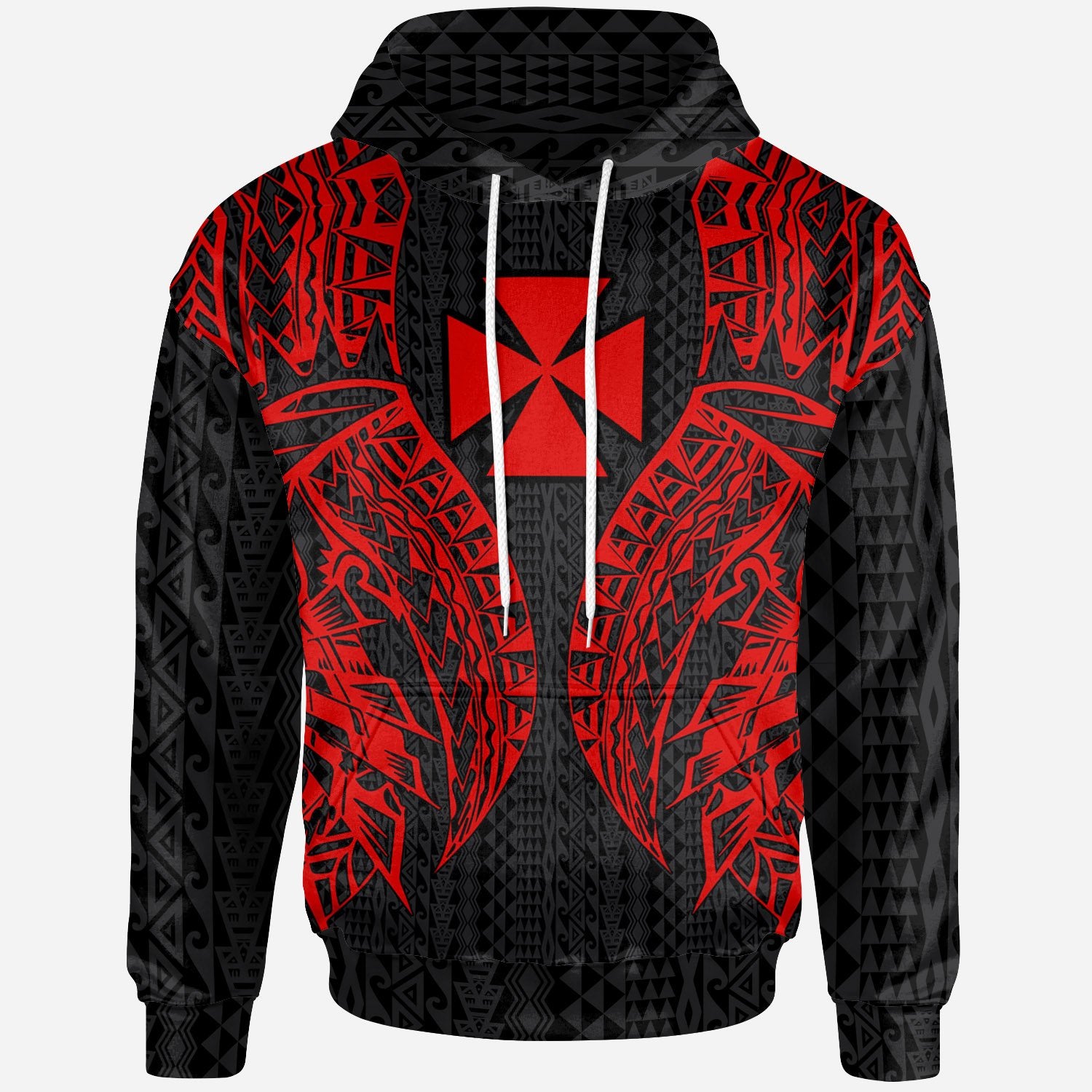 Wallisnd Futuna Hoodie Polynesian Lion Head Red Style Unisex Red - Polynesian Pride