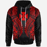Wallisnd Futuna Hoodie Polynesian Lion Head Red Style Unisex Red - Polynesian Pride