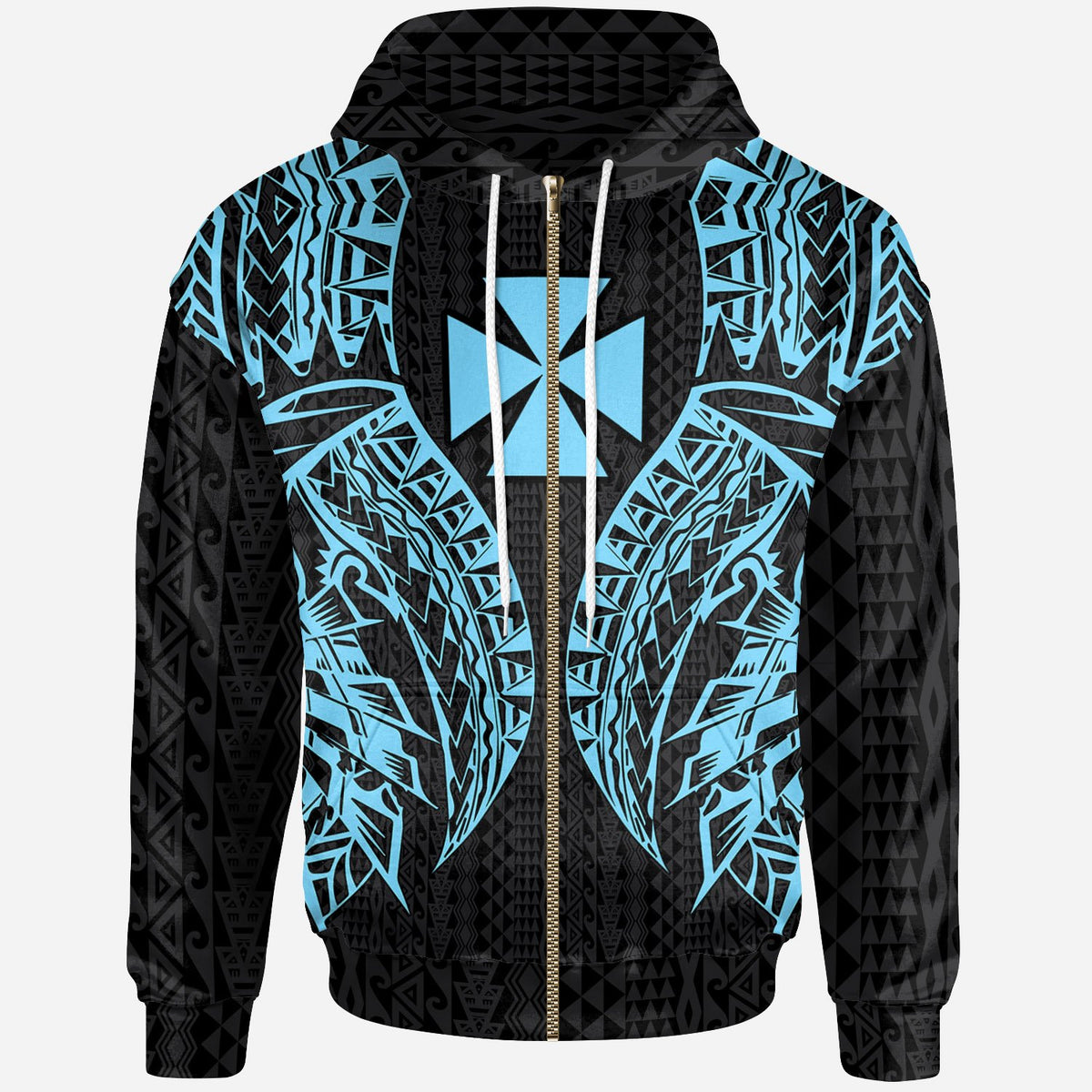 Wallisnd Futuna Futuna Zip up Hoodie Polynesian Lion Head Neon Style Unisex Neon - Polynesian Pride