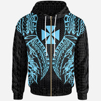 Wallisnd Futuna Futuna Zip up Hoodie Polynesian Lion Head Neon Style Unisex Neon - Polynesian Pride