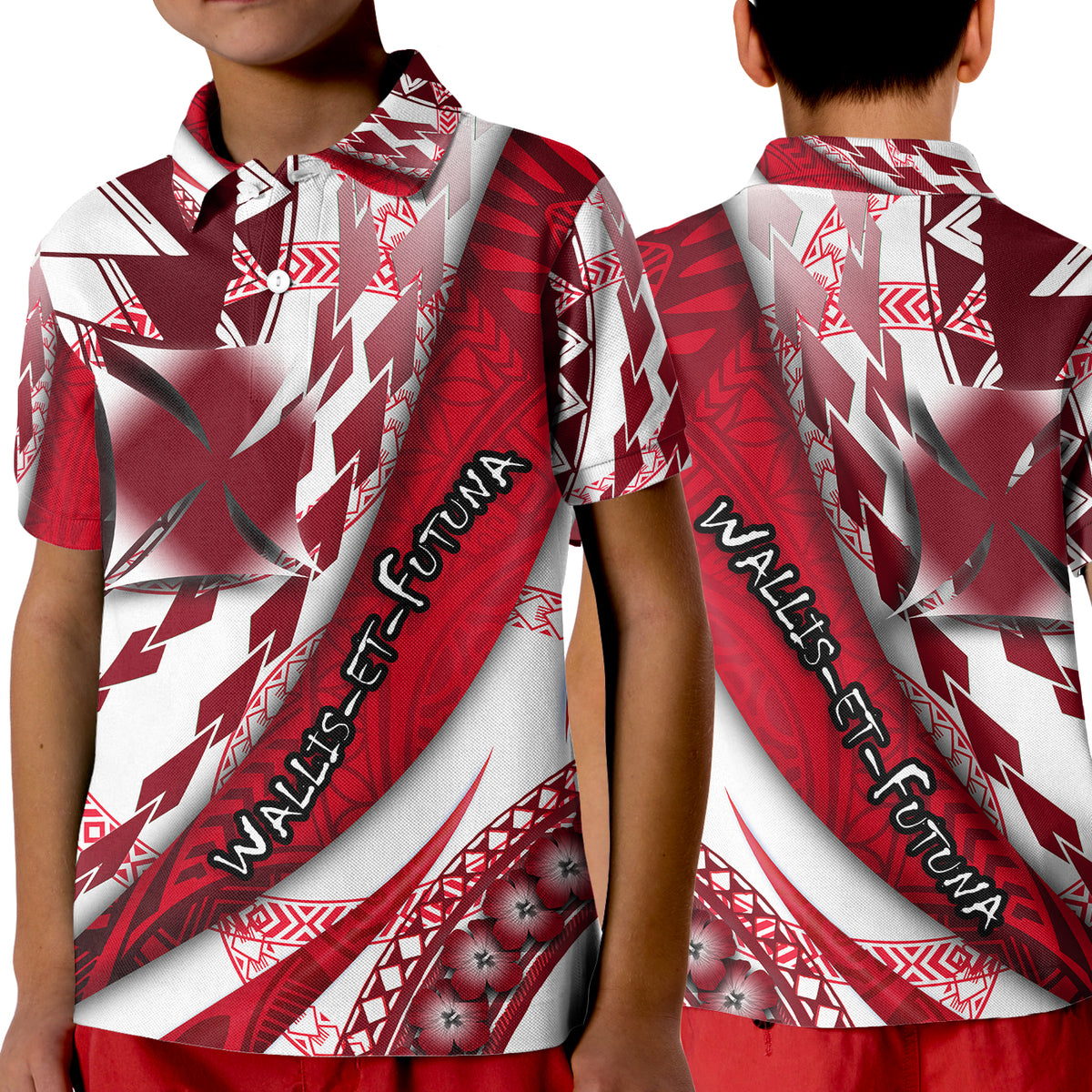 Wallis et Futuna Polo Shirt Artsy Style White LT9 Kid White - Polynesian Pride