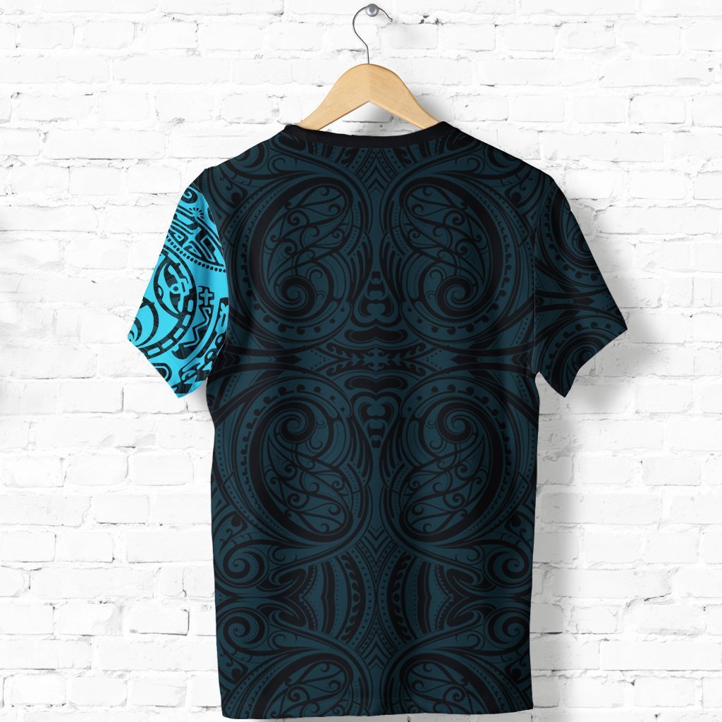 Maori Warrior Tattoo T Shirt Blue Customized - Polynesian Pride