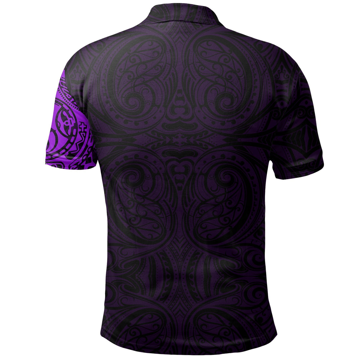 Maori Polo Shirt, Maori Warrior Tattoo Golf Shirts Purple Customized - Polynesian Pride