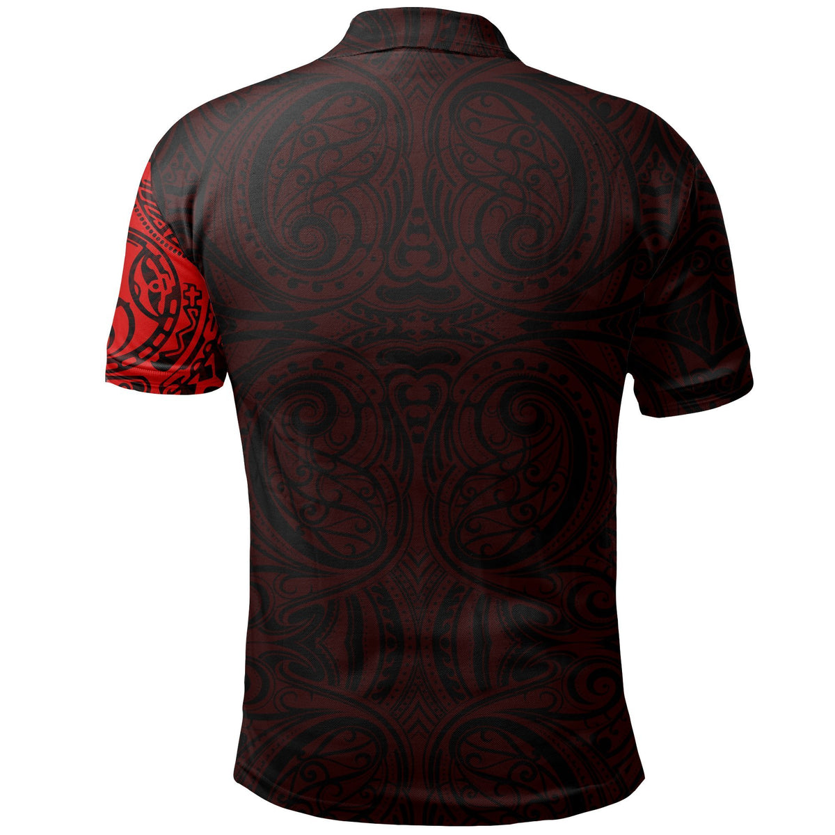 New Zealand Maori Polo Shirt, Maori Warrior Tattoo Golf Shirts Red - Polynesian Pride