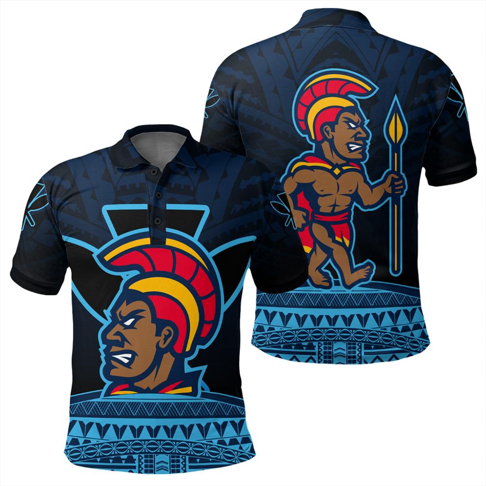 Hawaiian Polynesian Kanaka Warrior Polo Shirt Strong Style Unisex Blue - Polynesian Pride