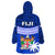 Fiji Coat Of Arms Wearable Blanket Hoodie Polynesian Tapa Palm Tree LT9 - Polynesian Pride