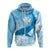 Custom Hawaii Kohola Humpback Whale Zip up Hoodie Cerulean LT7 Unisex Cerulean - Polynesian Pride