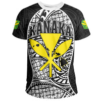 Hawaii Kanaka Map Polynesian T Shirt White Gel Style - Polynesian Pride