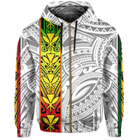 Polynesian Kanaka Flag Kanaka Maoli Hawaii Zip Hoodie White - Polynesian Pride