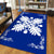 Hawaiian Quilt Maui Plant And Hibiscus Pattern Area Rug - White Blue - AH - Polynesian Pride