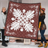 Hawaiian Quilt Maui Plant And Hibiscus Premium Quilt - White Coral - AH - Polynesian Pride