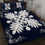 Hawaiian Quilt Maui Plant And Hibiscus Pattern Quilt Bed Set - White Indigo - AH - Polynesian Pride