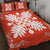 Hawaiian Quilt Maui Plant And Hibiscus Pattern Quilt Bed Set - White Orange - AH - Polynesian Pride