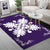 Hawaiian Quilt Maui Plant And Hibiscus Pattern Area Rug - White Purple - AH - Polynesian Pride