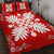 Hawaiian Quilt Maui Plant And Hibiscus Pattern Quilt Bed Set - White Red - AH - Polynesian Pride