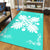 Hawaiian Quilt Maui Plant And Hibiscus Pattern Area Rug - White Turquoise - AH - Polynesian Pride