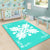 Hawaiian Quilt Maui Plant And Hibiscus Pattern Area Rug - White Turquoise - AH - Polynesian Pride