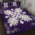 Hawaiian Quilt Maui Plant And Hibiscus Pattern Quilt Bed Set - White Purple - AH - Polynesian Pride